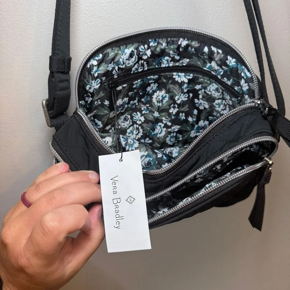 Vera Bradley Evie Crossbody Bag Black Quilted Performance Twill NWT - Picture 5 of 9